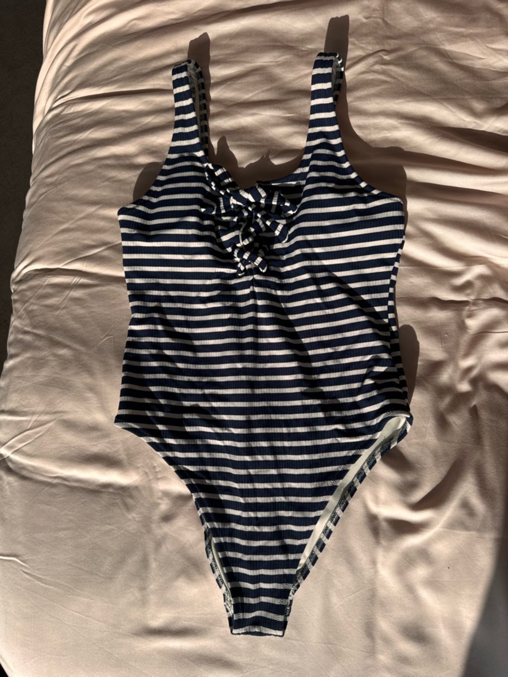 aerie Navy and White Striped One-Piece Swimsuit
